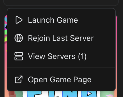 Game context menu