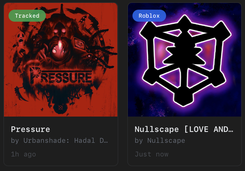 Quickplay page with game cards